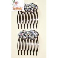 PEINETA PLATA VIEJA ROSETON CRISTAL