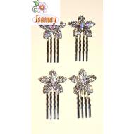 PEINETA PLATA CORTA FLOR PICOS