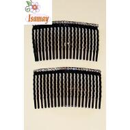 PEINETA GRANDE NEGRA FILA STRASS CRISTAL