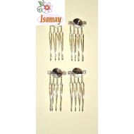 PEINECILLO PLATEADO 3 PUAS 1 STRASS GRANDE CENTRAL
