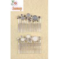 PEINETA PLATA COMBINACION PIEZAS Y STRASS
