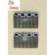 PEINETA NEGRA CADENA STRASS BLANCO