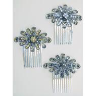 PEINETA PLATA VIEJA FLOR GRANDE 3 TONOS