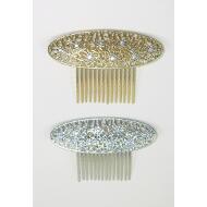 PEINETA GRAN MODELO ORO / PLATA OVALO LABRADO CRISTAL