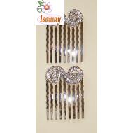 PEINETA PLATEADA DOBLE ESPIRAL CRISTAL