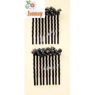 PEINETA NEGRA 5 ONDAS STRASS HEMATITE