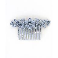 PEINETA PLATA VIEJA FLOR CENTRAL RAMAS LATERALES CRISTAL