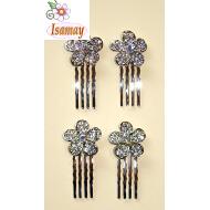 PEINETA PLATEADA FLOR 5 PETALOS STRASS CRISTAL