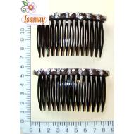 PEINETA NEGRA PASTA CUADRADOS NEGRA AB ACRILICA FACETADA CON CRISTAL