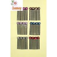 PEINETA METAL NEGRO FLORES COLOR