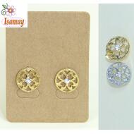PENDIENTE PRESION DORADO / PLATEADO CIRCULO FLOR LABRADA STRASS