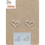 PENDIENTE PRESION CORAZON ORO / PLATA LABRADA 1 CRISTAL
