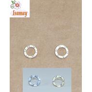 PENDIENTE PRESION ORO / PLATA CIRCULO HUECO STRASS CRISTAL