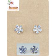 PENDIENTE PRESION ORO / PLATA FLOR GRANDE STRASS CRISTAL