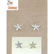 PENDIENTE PRESION ORO / PLATA ESTRELLA GIRADA STRASS CRISTAL