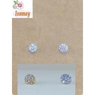 PENDIENTE PRESION MEDIA BOLITA STRASS ORO / PLATA