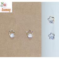 PENDIENTE PRESION SILUETA FLOR ORO / PLATA CIRCONITA