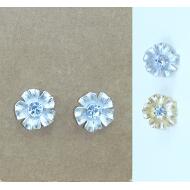 PENDIENTE PRESION FLOR ORO/PLATA MATE 1 STRASS