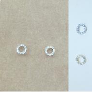 PENDIENTE PRESION CIRCULO HUECO STRASS ORO/PLATA