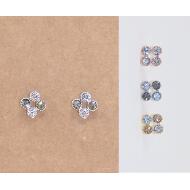 PENDIENTE PRESION ORO / PLATA STRASS AMBAR / BLANCO / GRIS