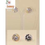 PENDIENTE PRESION ESPIRAL CON STRASS DORADO / PLATEADO MATE