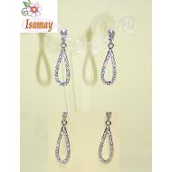PENDIENTE GOTA DE AGUA ALARGADA STRASS BLANCO