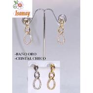 PENDIENTE CHAPADO ORO STRASS ESLABONES