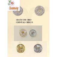 PENDIENTE CLIP DORADO / PLATEADO CIRCULO CHAPADO ORO BLANCO Y CRISTAL CHECO