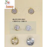 PENDIENTE PRESION CIRCULO DORADO / PLATEADO CHAPADO ORO Y CRISTAL CHECO