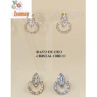 PENDIENTE PRESION DORADO / PLATEADO CHAPADO ORO Y CRISTAL CHECO