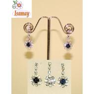 PENDIENTE HILERA 4 STRASS CON FLOR STRASS GRANDE CENTRAL RODEADO