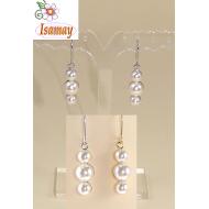 PENDIENTE GANCHO HIPPIE DORADO / PLATEADO CON TRES PERLAS