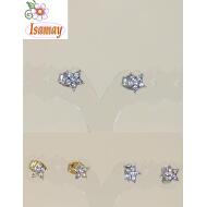 PENDIENTE PEQUEÑO PRESION BASE PLATEADO / DORADO ESTRELLA CON CRISTALITOS BLANCOS