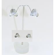 PENDIENTE PRESION FLOR PLATEADA STRASS