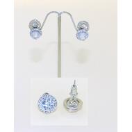 PENDIENTE PRESION CIRCONITA CIRCULAR CENEFA STRASS BAÑO ORO BLANCO