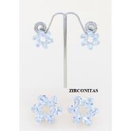 PENDIENTE PRESION CIRCULO ZIRCONITAS PLATEADAS BAÑO ORO BLANCO