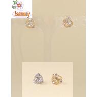 PENDIENTE PRESION 3 STRASS BLANCOS ENGARZADOS HELICE DORADA/PLATEADA