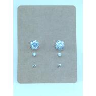 SET 3 PARES PENDIENTES PLATEADOS BASICOS Y FLOR REDONDA