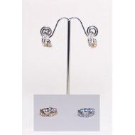 PENDIENTE PLATA PRESION 2 OVALOS STRASS