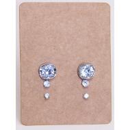 SET PLATEADO 3 PARES PENDIENTES CIRCULO  STRASS Y DORMILONAS