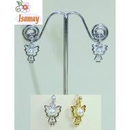 PENDIENTE PRESION DORADO / PLATEADO ANGEL 1 PERLA