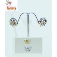 PENDIENTE PRESION DORADO / PLATEADO SILUETA MARIPOSA 1 STRASS