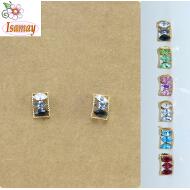 PENDIENTE PRESION DORADO RECTANGULO CON 3 LAGRIMAS STRASS COLORES