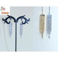 PENDIENTE GANCHO HIPPIE ORO / PLATA CADENITAS STRASS