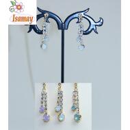PENDIENTE PRESION DORADO 2 CADENAS STRASS COLOR OPAL