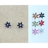 PENDIENTE PRESION DORADO FLOR PICOS COLORES STRASS