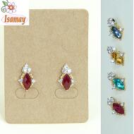 PENDIENTE PRESION DORADO ROMBO FACETADO COLORES CON CRISTAL