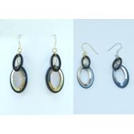 PENDIENTE HIPPIE OVALOS ORO/PLATA Y NEGRO