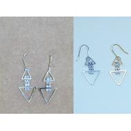 PENDIENTE GANCHO HIPPIE TRIANGULOS STRASS ORO/PLATA