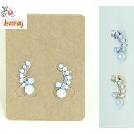PENDIENTE PRESION ORO / PLATA MINI EARCUFF PERLAS Y CRISTAL OPAL BLANCO
